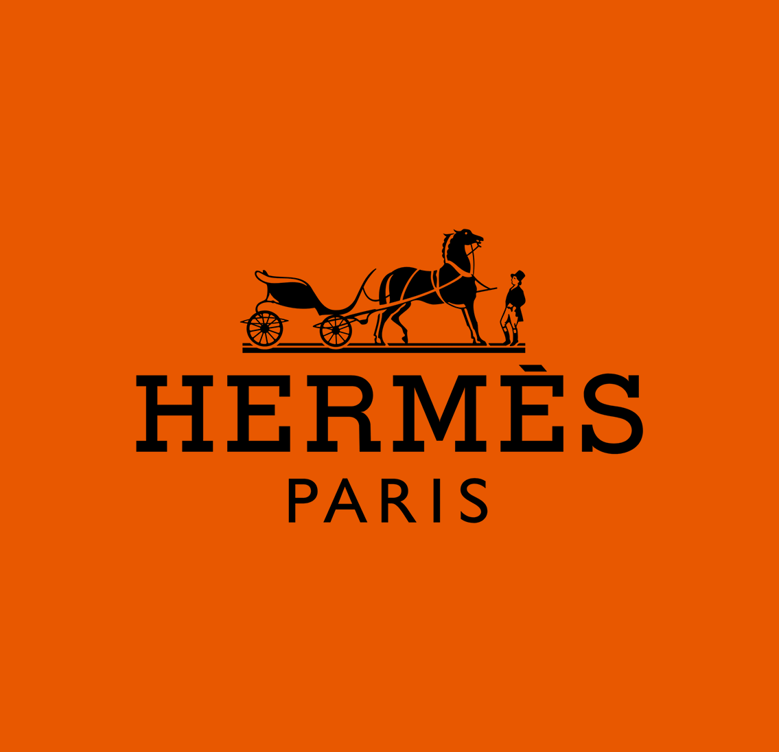 Hermes logo on their signature orange color An image of the Hermes logo on their signature color orange.